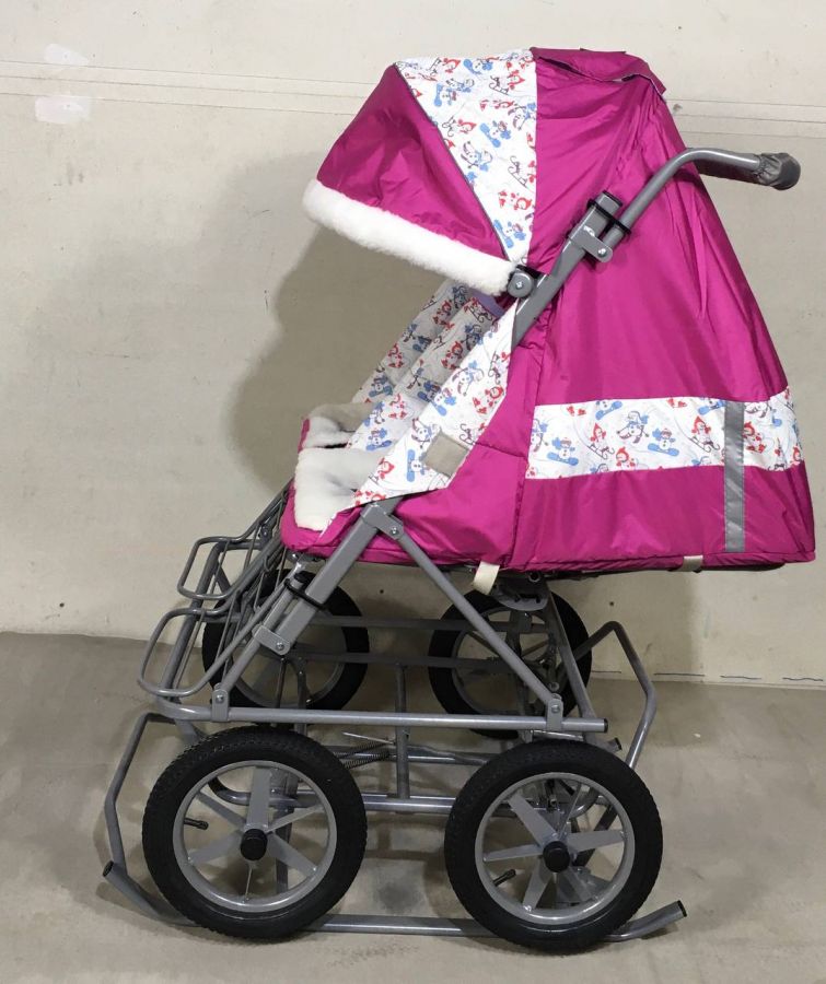 Санки-коляска для двойни (розовая)