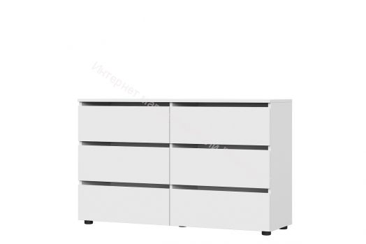 Комод 6 ящиков Токио Белый текстурный