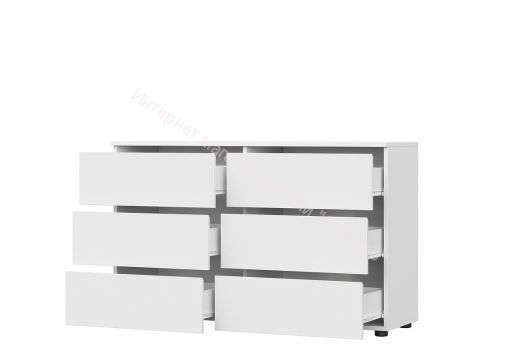 Комод 6 ящиков Токио Белый текстурный