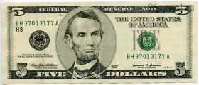 США 5 долларов 1999