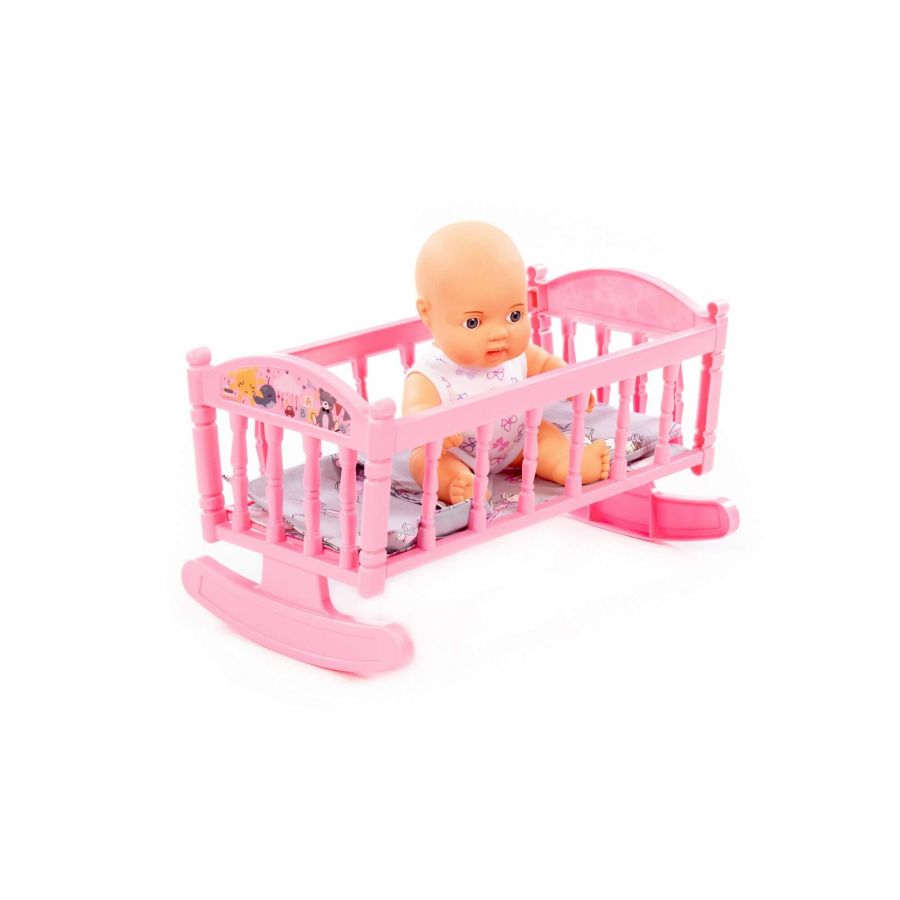 Пупс "Славный" (24 см) + кроватка-качалка №4 (8 элементов) (в пакете)