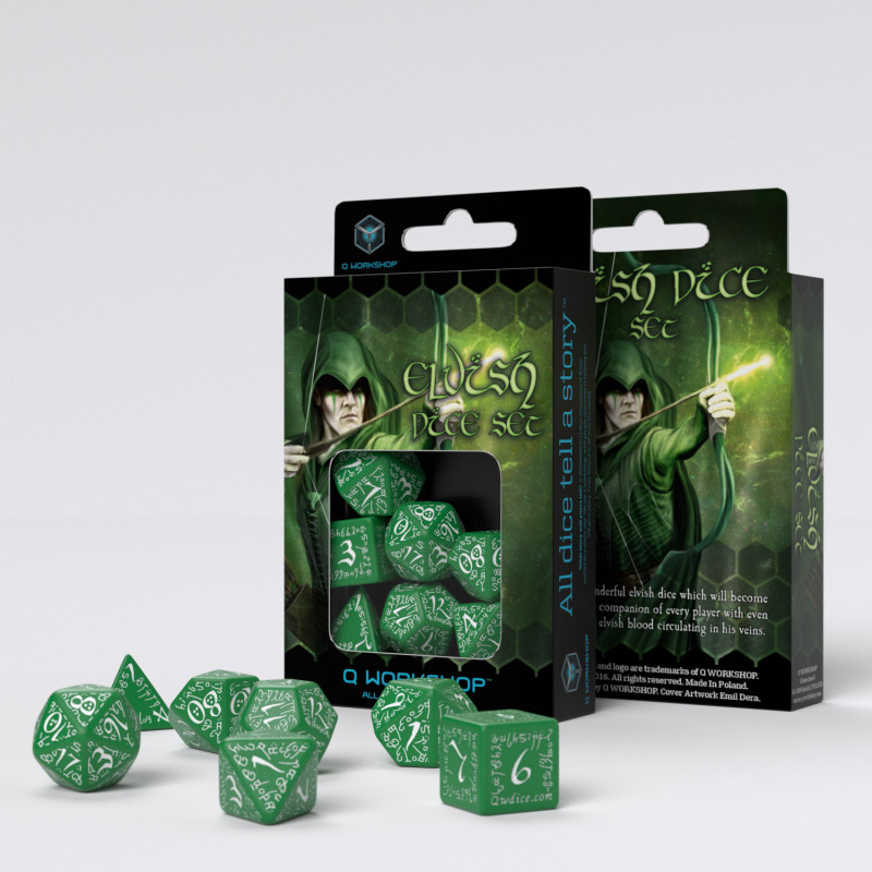 Набор кубиков Elvish Green & white Dice Set (7шт)