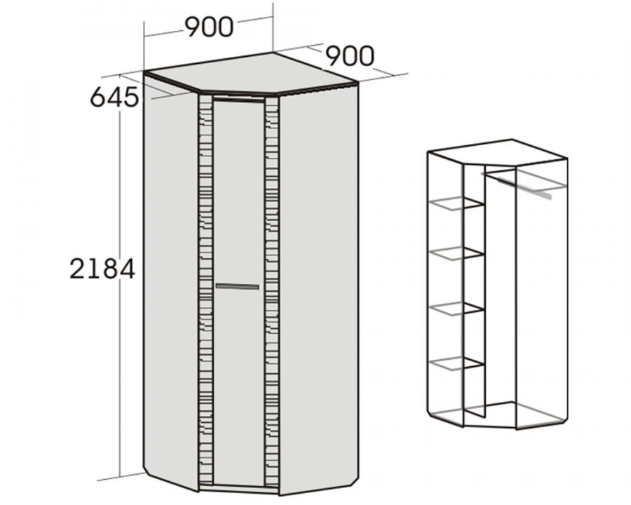 Элана 900 -  Шкаф для одежды угловой