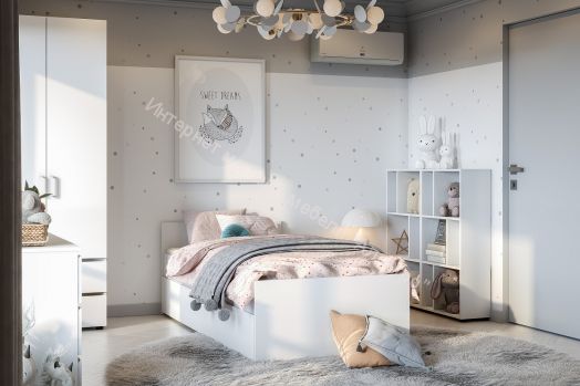 Кровать одинарная 900 Токио Белый текстурный