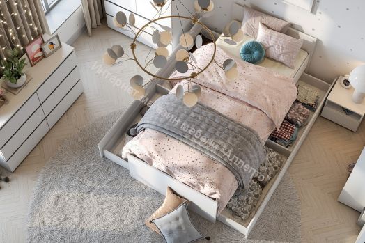 Кровать одинарная 900 Токио Белый текстурный