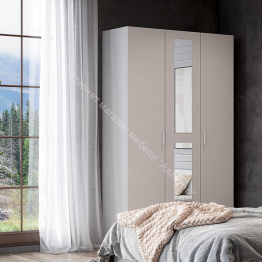 Шкаф трехстворчатый Токио с зеркалом Белый текстурный