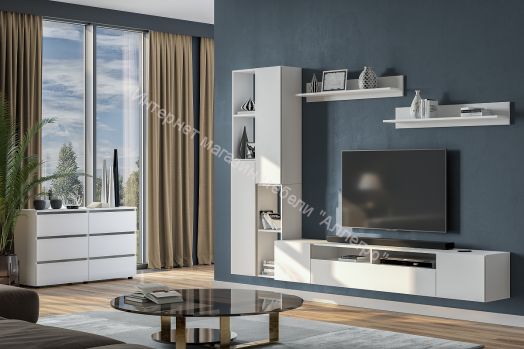 Полка навесная Токио Белый текстурный