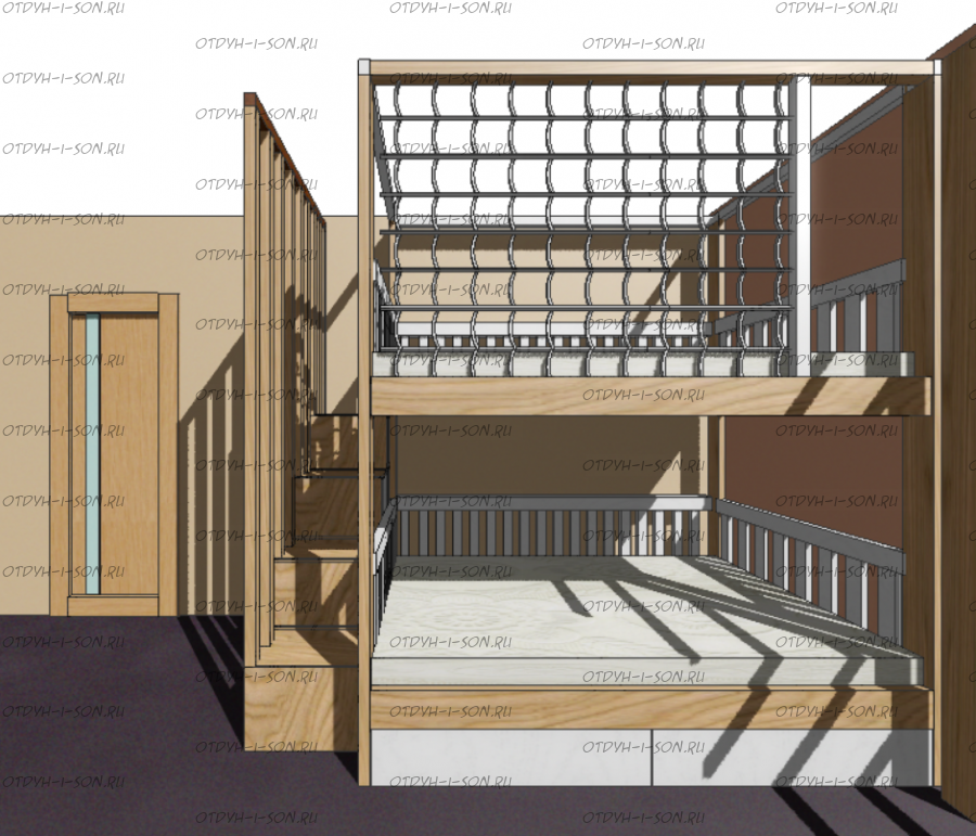 Кровать двухъярусная, Кровать-домик Sky №30