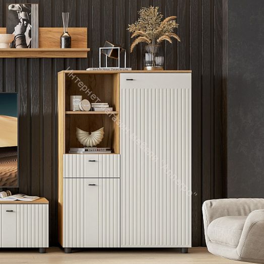 Тумба многофункциональная Милан Дуб Золотой/Белый Матовый