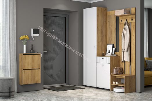 Вешалка (исполнение 1) Милан Дуб Золотой/Белый Матовый