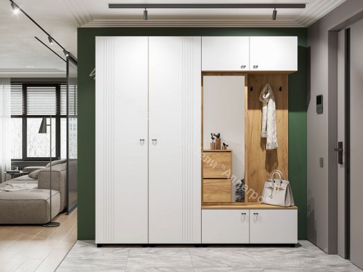 Вешалка (исполнение 1) Милан Дуб Золотой/Белый Матовый