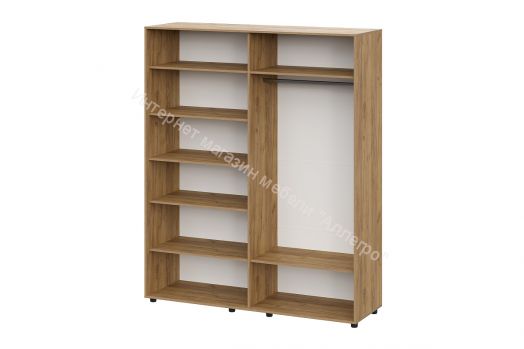 Шкаф четырёхстворчатый Милан с зеркалом Дуб Золотой/Белый Матовый