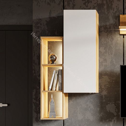 Шкаф навесной Милан Дуб Золотой/Белый Матовый