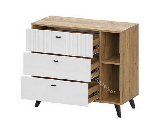 Комод 3 ящика Милан Дуб Золотой/Белый Матовый