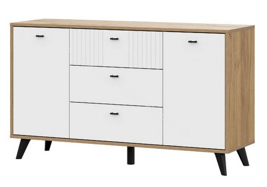 Комод 3 ящика двухстворчатый Милан Дуб Золотой/Белый Матовый