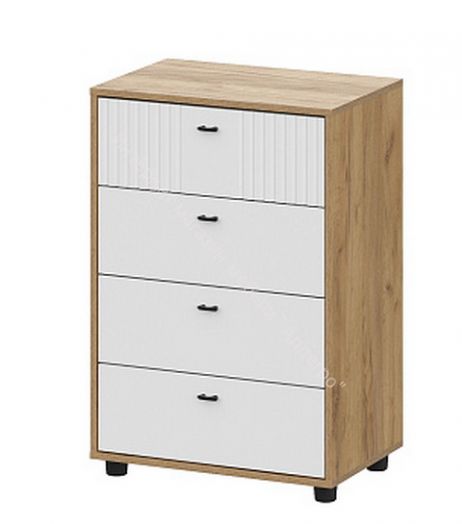 Комод 4 ящика Милан Дуб Золотой/Белый Матовый