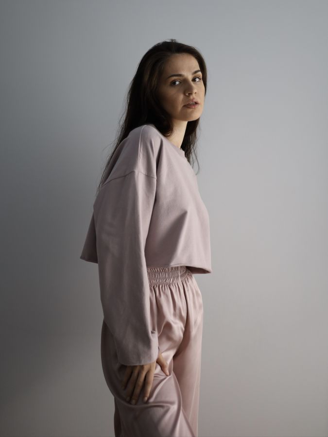 Кофта укороченная туман