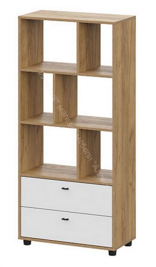 Стеллаж Милан Дуб Золотой/Белый Матовый