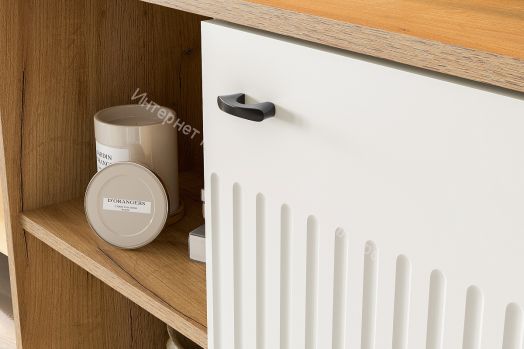 Стеллаж Милан Дуб Золотой/Белый Матовый