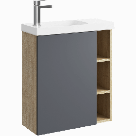 Подвесная тумба с умывальником Aqwella 60 см Alba ALB0106LDD+ALB0706GRМ