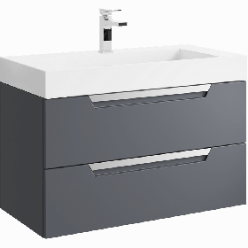 Подвесная тумба с умывальником Aqwella 90 см Cube CUB0109GR