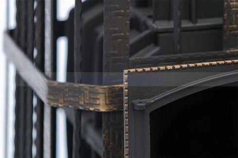 Банная печь чугунная "Сибирь" 24 (сетка) с каминной топочной дверцей