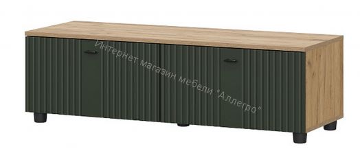 Тумба телевидеоаппаратура со створками Милан Дуб Золотой/Олива Софт