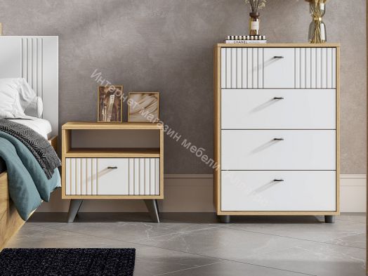 Спальня Милан Дуб Золотой/Белый Матовый