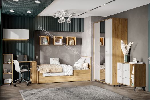 Детская Милан Дуб Золотой/Белый Матовый