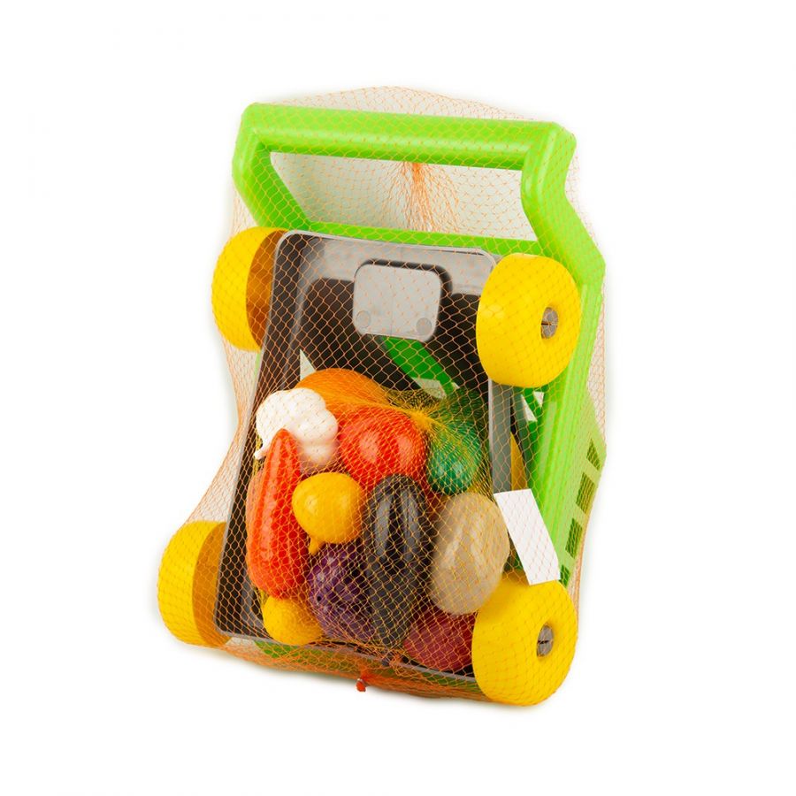 Тележка для супермаркета с фруктами и овощами