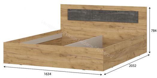 Кровать двойная универсальная 1600 МСП 1 с настилом Лайт Дуб Золотой/Камень темный