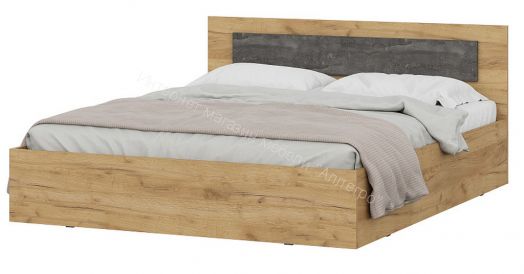 Кровать двойная универсальная 1400 МСП 1 с настилом Лайт Дуб Золотой/Камень темный