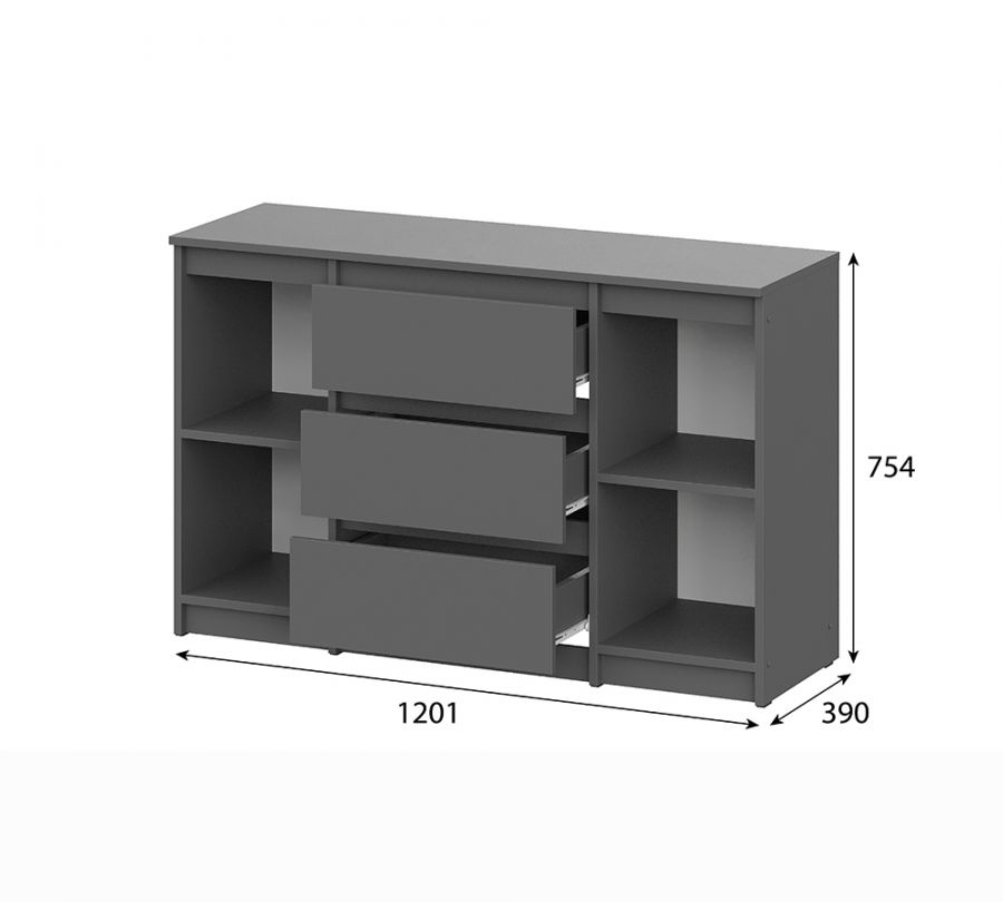 Модульная система "Денвер"  Комод 3 ящика двухстворчатый