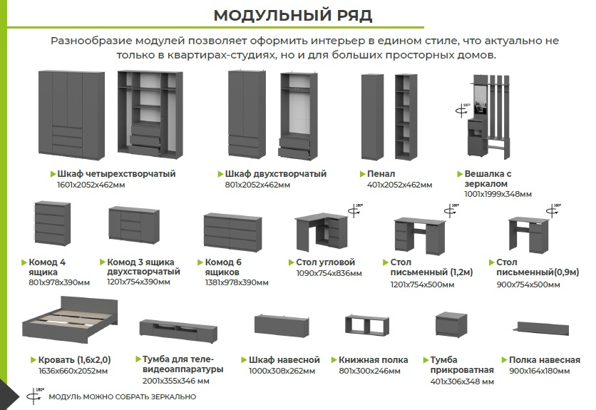 Спальный гарнитур Денвер 1,6