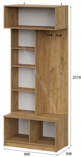 Вешалка с зеркалом Авиньон Дуб Крафт Золотой/Графит серый