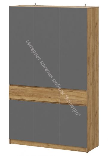 Шкаф трехстворчатый Авиньон  Дуб Крафт Золотой/Графит серый