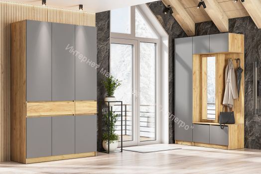Прихожая Авиньон  Дуб Крафт Золотой/Графит серый
