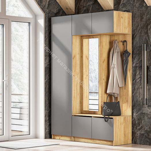 Прихожая Авиньон  Дуб Крафт Золотой/Графит серый