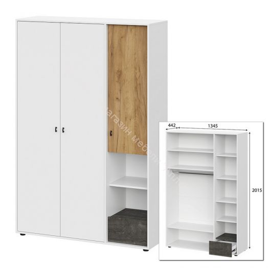 Шкаф комбинированный трехстворчатый Анри