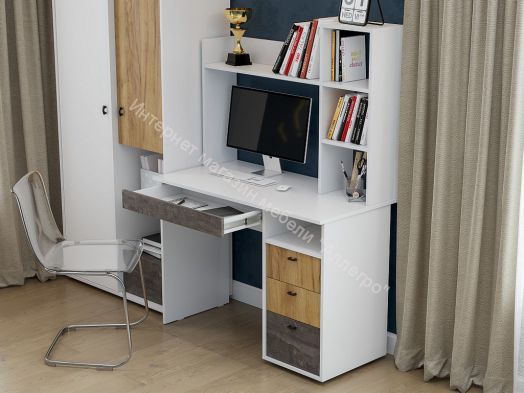 Надстройка на письменный стол Анри Белый Текстурный