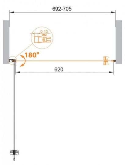 Нишевая душевая дверь 70 см CEZARES ECO-O-B-1-70-C схема 8