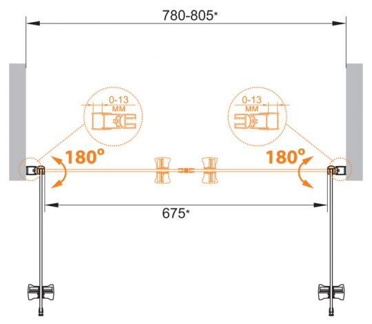 Распашная душевая дверь в нишу 80 см CEZARES ECO-O-B-2-80-P-Cr схема 9
