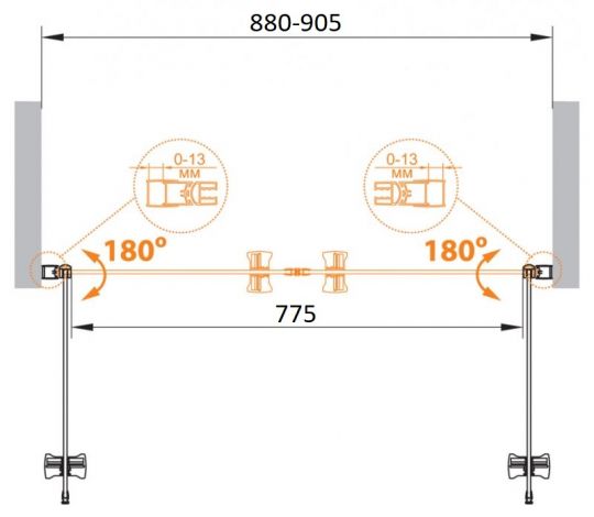 Душевая дверь для проема 90 см CEZARES ECO-O-B-2-90-P-Cr схема 9