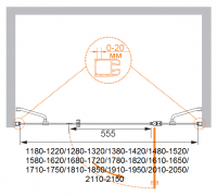 Распашная душевая дверь для проема CEZARES ELENA-W-B-13-60+60/50-C-Cr схема 5