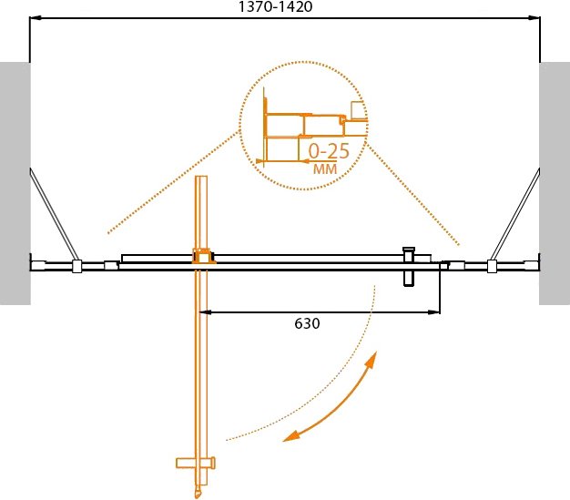 Душевая дверь для проема CEZARES MOLVENO-BA-12-90+50-C-Cr-IV схема 2