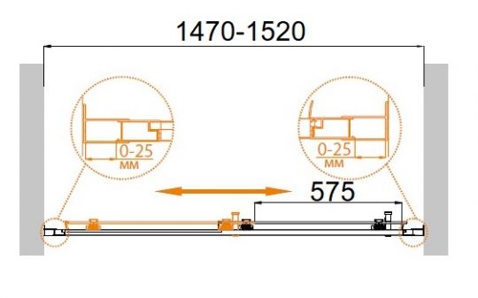 Душевая дверь в нишу CEZARES MOLVENO-BF-1-150-C-Cr-IV ФОТО