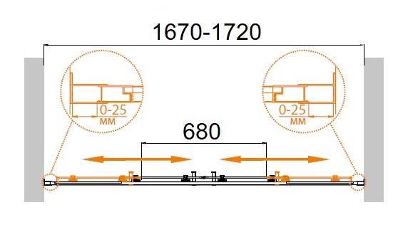 Душевая дверь в нишу CEZARES MOLVENO-BF-2-170-C-Cr-IV схема 3