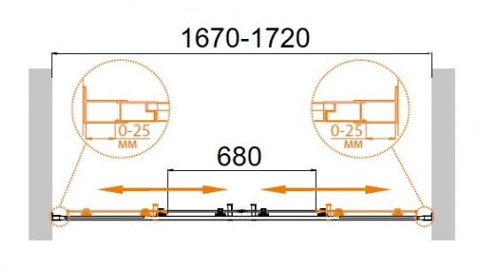 Душевая дверь в нишу CEZARES MOLVENO-BF-2-170-C-Cr-IV ФОТО