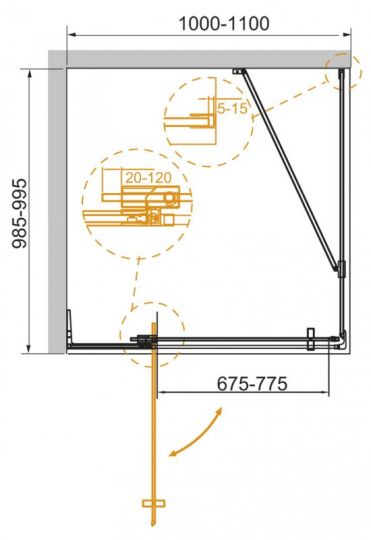 Душевой уголок CEZARES SLIDER-AH-1-100-100/110-BR-NERO схема 10