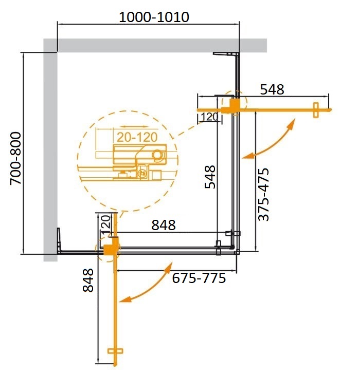 Душевой уголок CEZARES SLIDER-AH-2-70/80-100/110-C схема 7